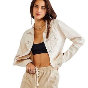 Free people cream denim jacket